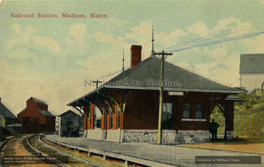 Postcard: Railroad Station, Madison, Maine